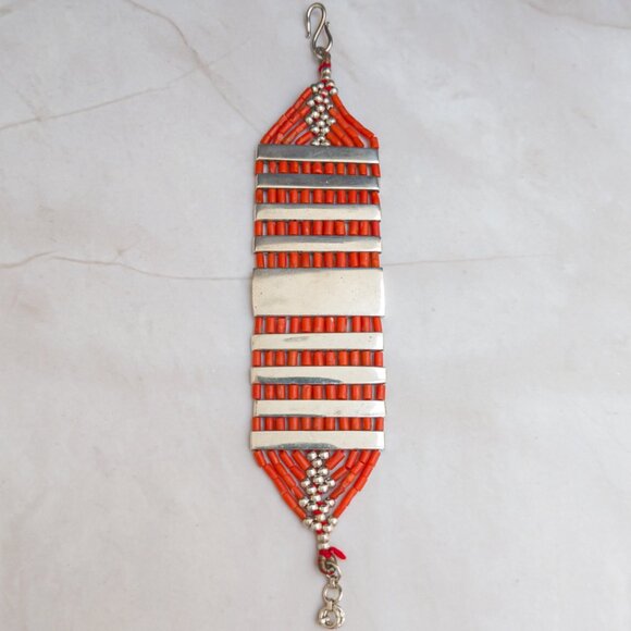 Nina Gill Paris Coral & Sterling Wide Bracelet (83.7g) - Picture 3 of 10